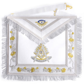 Past Master Blue Lodge California Regulation Apron - Embroidery Bullion With Rayon Fringe - Bricks Masons