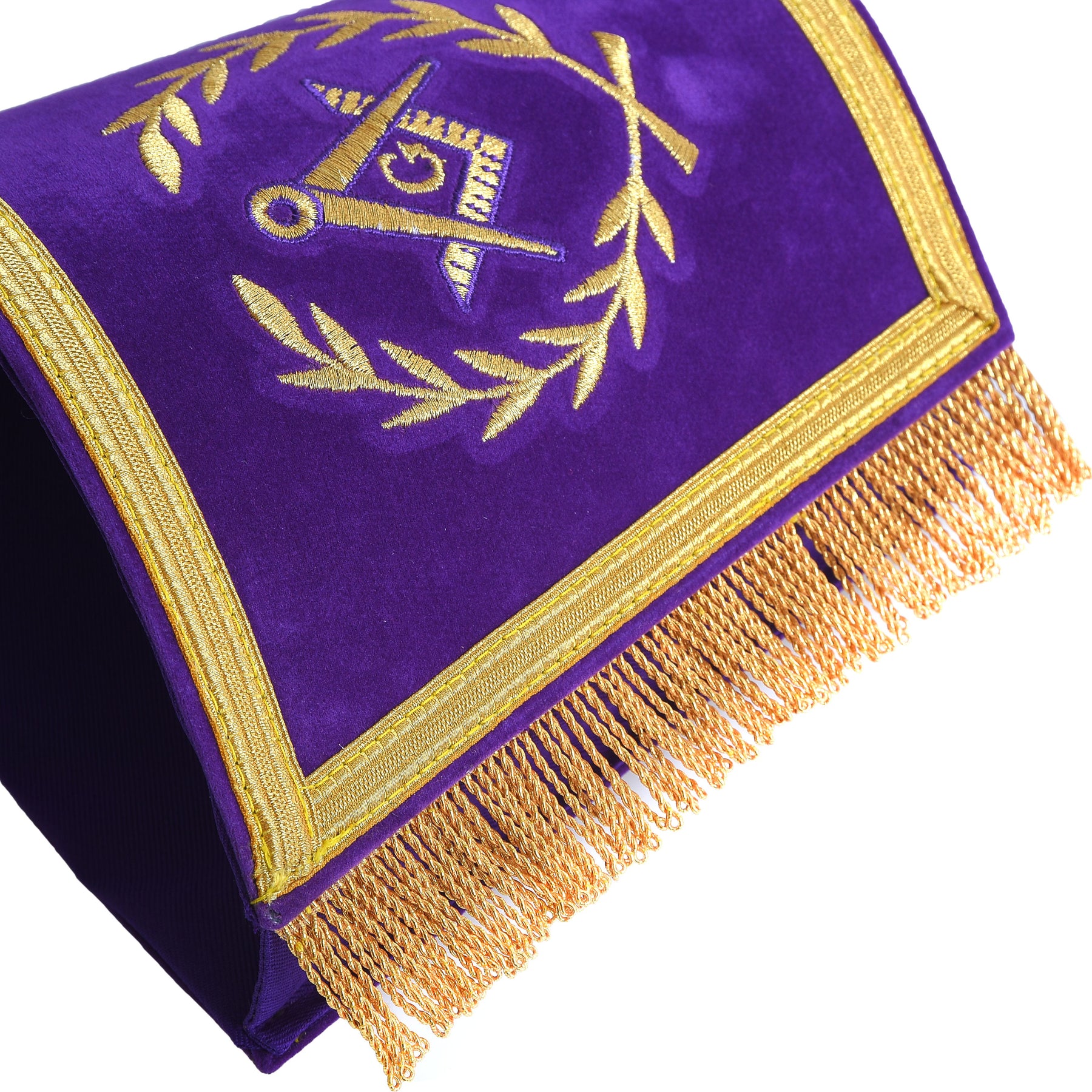 Master Mason Blue Lodge Cuff -  Hand Embroidery With Gold Fringe - Bricks Masons