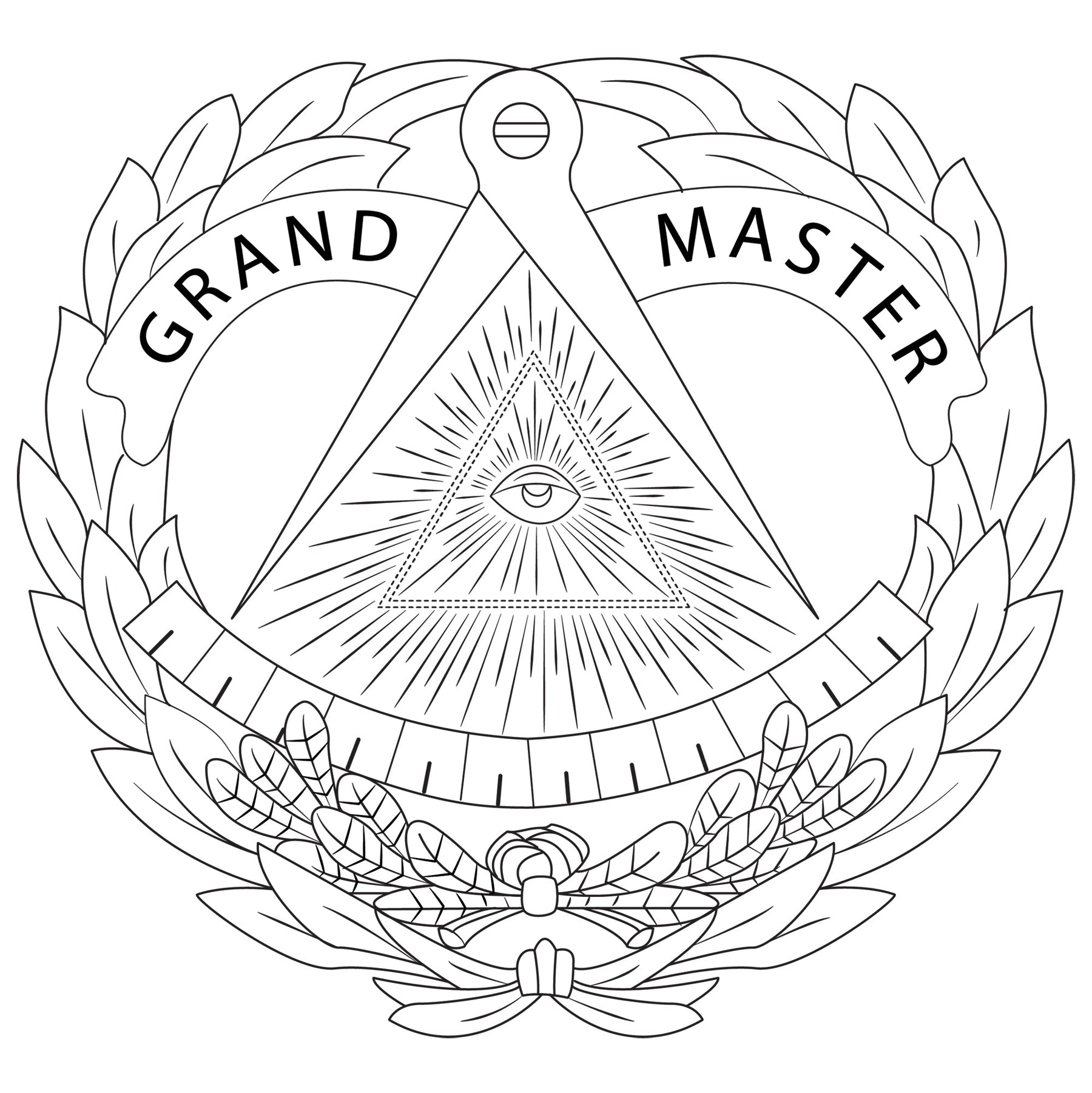 Grand Master Blue Lodge Ring -  Black Silver Tungsten - Bricks Masons