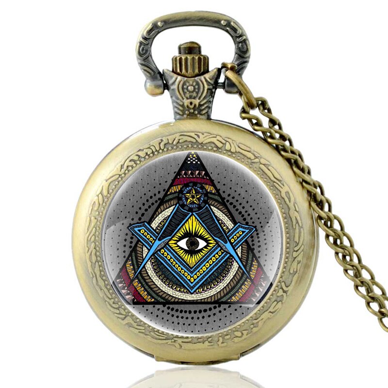 Master Mason Blue Lodge Pocket Watch - Free and Accepted Masons Quartz - Bricks Masons