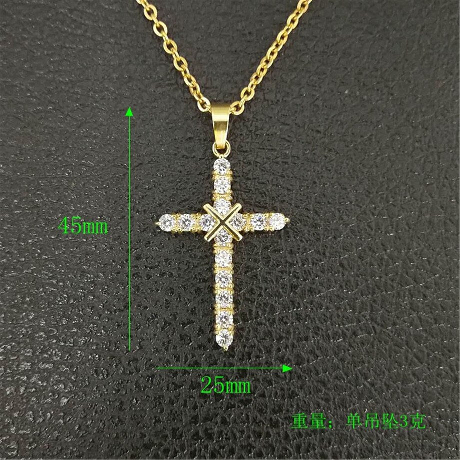 Knights Templar Commandery Necklace - Golden Rhinestones Cross Pendant - Bricks Masons