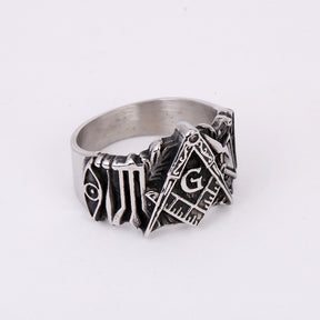 Master Mason Blue Lodge Ring - Vintage Metal - Bricks Masons