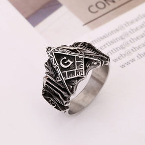 Master Mason Blue Lodge Ring - Vintage Metal - Bricks Masons