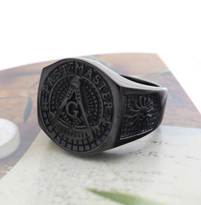 Past Master Blue Lodge Ring - Black Alloy - Bricks Masons