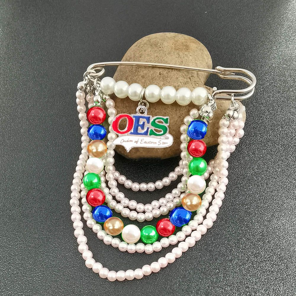 OES Brooch - Colorful Pearls