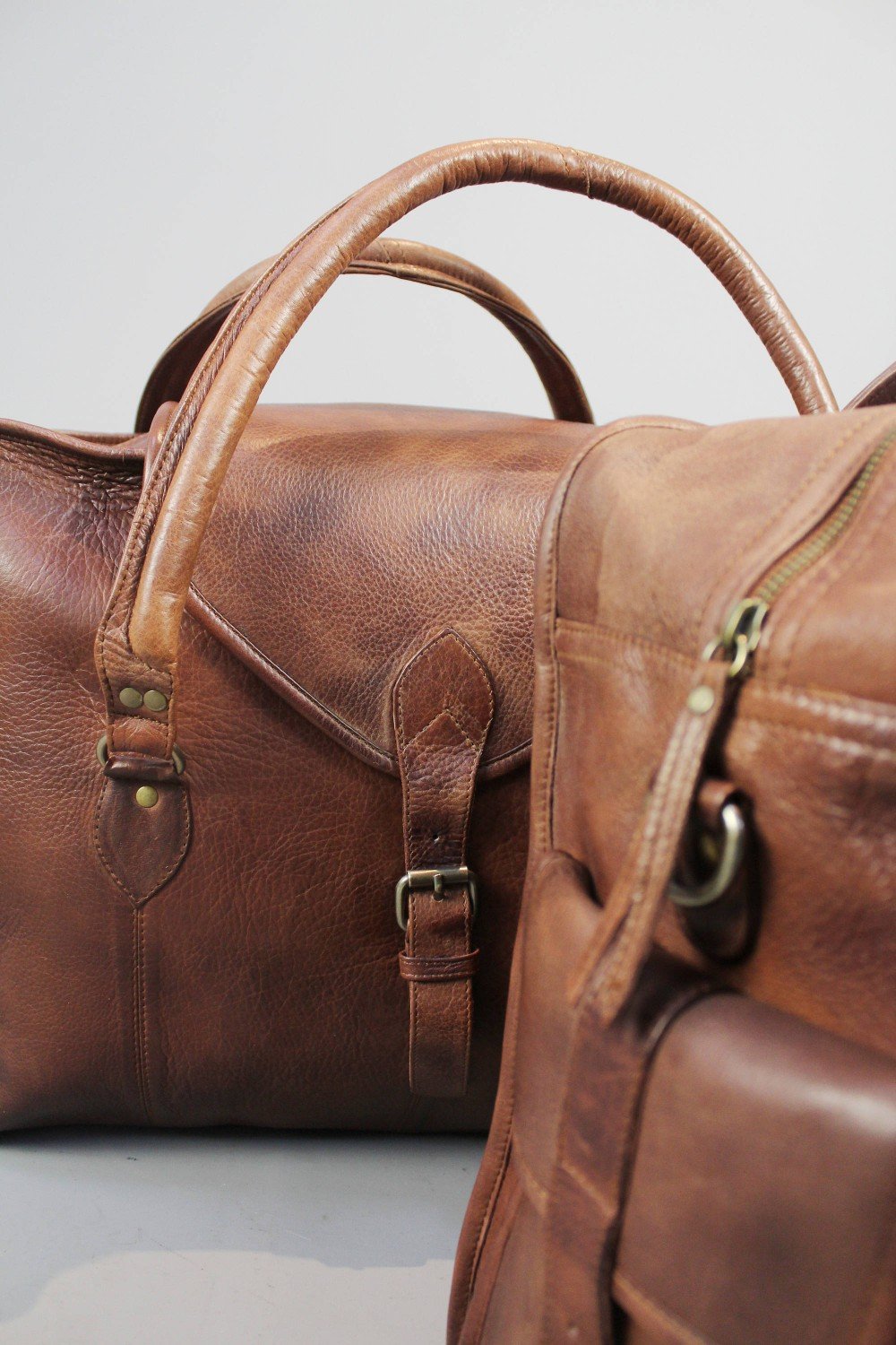 Knights Templar Travel Bag - Vintage Brown Leather - Bricks Masons