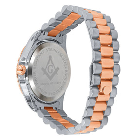 Bi-color Masonic Iced Out Metal Watch - Bricks Masons