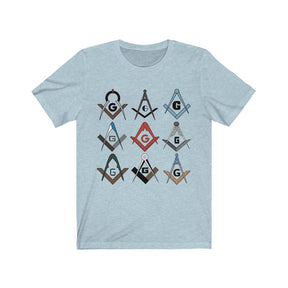 Master Mason Blue Lodge T-Shirt - Square & Compass G 4 Colors - Bricks Masons