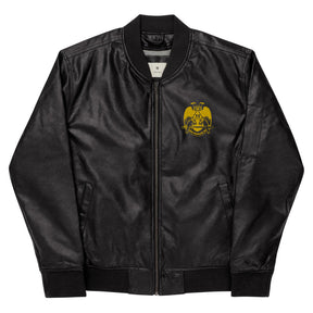 32nd Degree Scottish Rite Jacket - Wings Down Leather Golden Embroidery - Bricks Masons