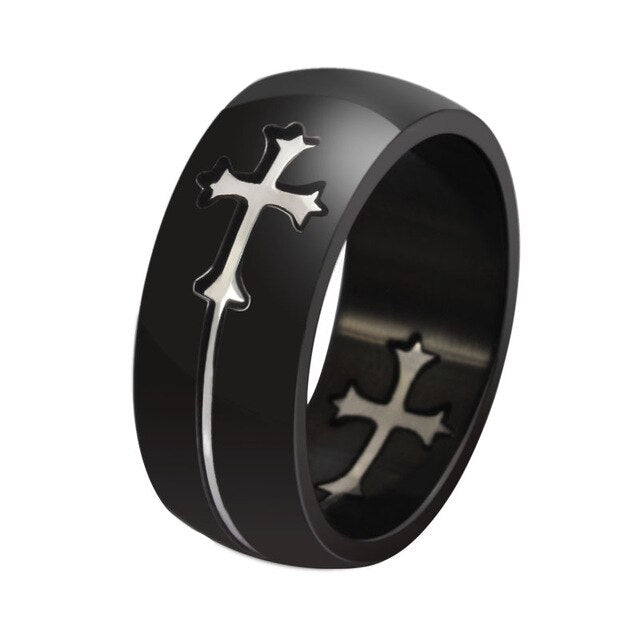 Master Mason Blue Lodge Ring - Separable Cross Black Stainless Steel - Bricks Masons