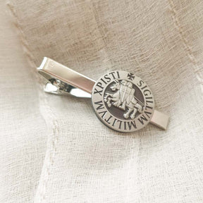 Knights Templar Tie Clip - Silver Armor Shield - Bricks Masons