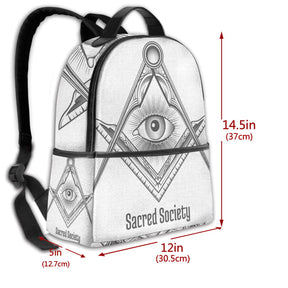 Master Mason Blue Lodge Backpack - Square and Compass Black & White - Bricks Masons