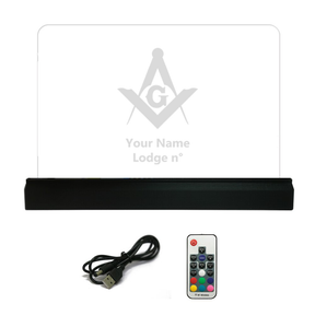 Master Mason Blue Lodge LED Sign - 3D Glowing light - Bricks Masons