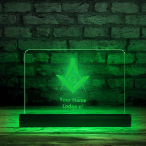 Master Mason Blue Lodge LED Sign - 3D Glowing light - Bricks Masons
