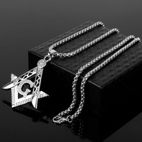 Master Mason Blue Lodge Pendant - Square and Compass G Necklace (Gold & Silver) - Bricks Masons