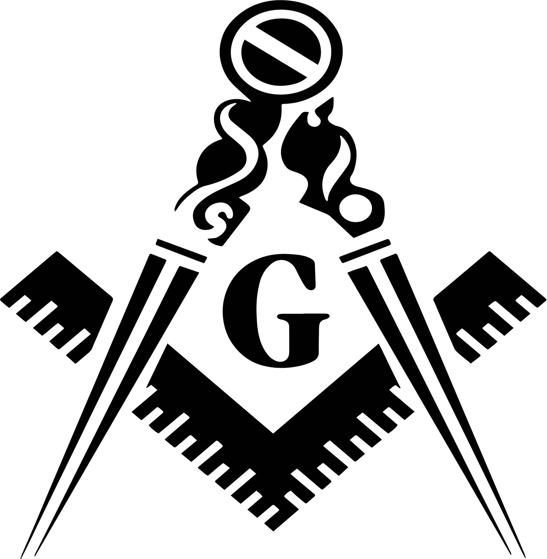 Master Mason Blue Lodge Ring - Black Silver Tungsten - Bricks Masons