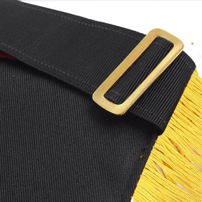 Past Commander Knights Templar Commandery Apron - Black With Gold Fringe - Bricks Masons