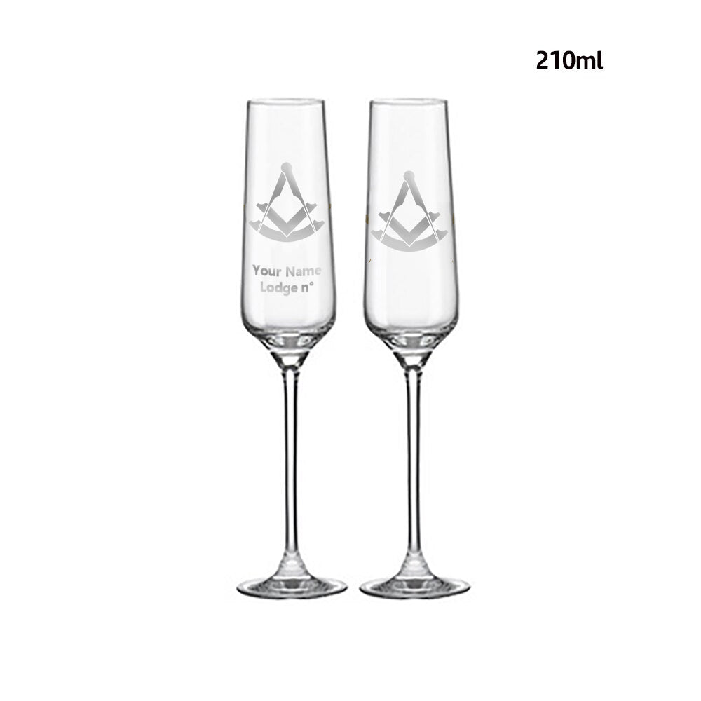 Past Master Blue Lodge Champagne Flute - 2 Pieces Set - Bricks Masons