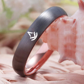 Past Master Blue Lodge Ring - Gunmetal With Rose Gold Tungsten - Bricks Masons