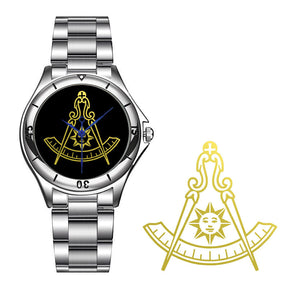 Past Master Blue Lodge California Regulation Wristwatch - Stainless Steel - Bricks Masons