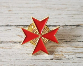 Order Of Malta Commandery Lapel Pin - Red Cross - Bricks Masons