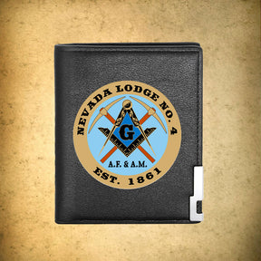 Master Mason Blue Lodge Wallet - Nevada Lodge No.4 Black & Brown - Bricks Masons