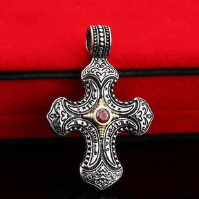 Medieval Motif Constantine Cross Necklace - Bricks Masons
