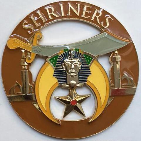 Shriners Car Emblem - Minarets Light Brown Medallion - Bricks Masons