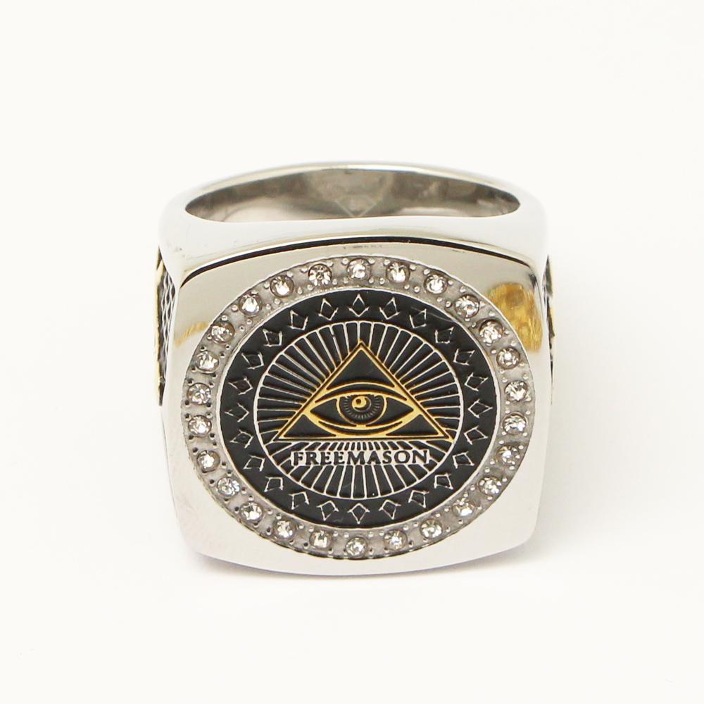 Eye of Horus Pyramid Freemason Silver Gold Masonic Ring - Bricks Masons