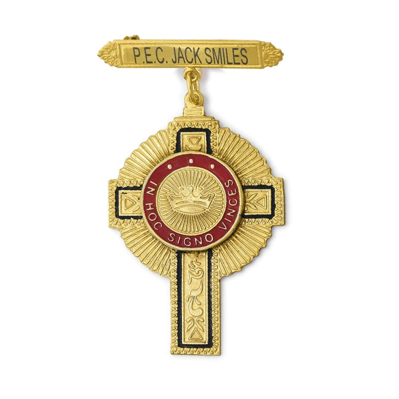 Past Eminent Commander Knights Templar Commandery Breast Jewel - Engravable Bar Pin - Bricks Masons