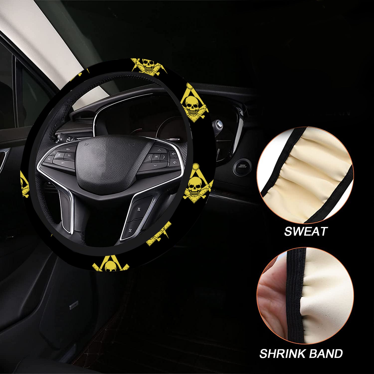 Widows Sons Steering Wheel Cover - White & Gold - Bricks Masons