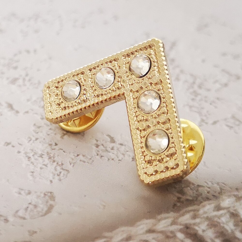 Worshipful Master Blue Lodge Lapel Pin - Square with Rhinestones - Bricks Masons